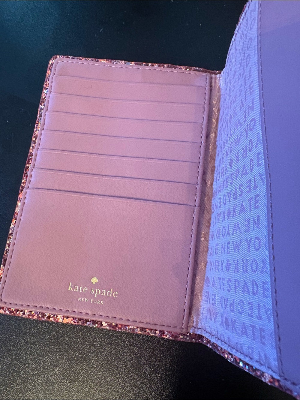 kate spade Pink Passport/Card Holder with Glitter Trim - Picture 3 of 5